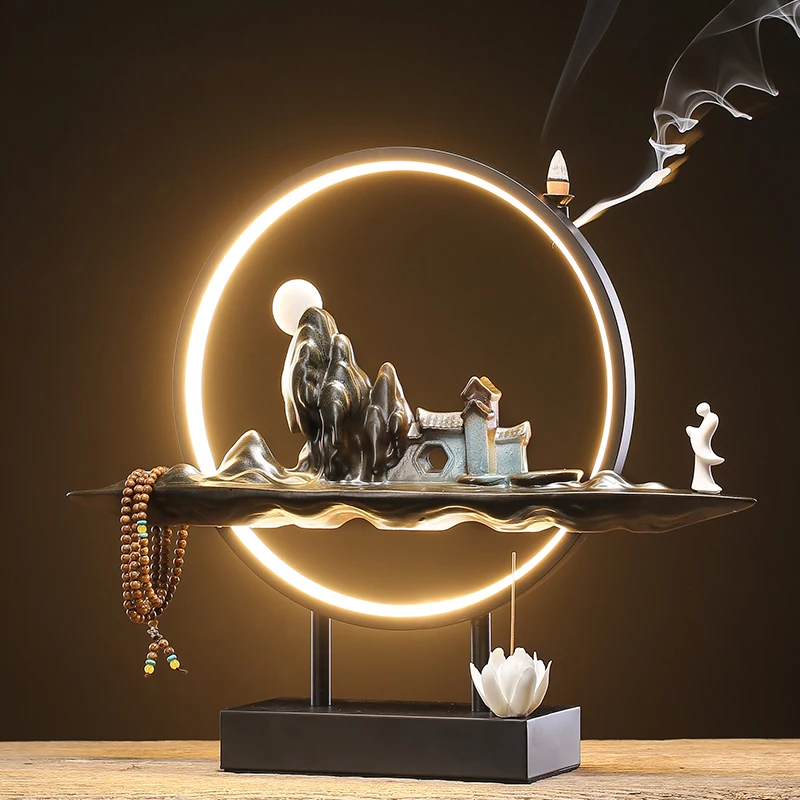 

Waterfall Candlee Vessel Ramadan Reflux Zen Candlee Vessel Waterfall Fountain Indoor Incienso Quemador Incensose Fireplace