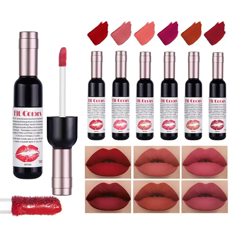 

New Arrival Lip Gloss Wine Red Korean Style Lip Tint 6Color Red Lip For Women Makeup Liquid Lipstick Lip Glaze Red Lips Cosmetic