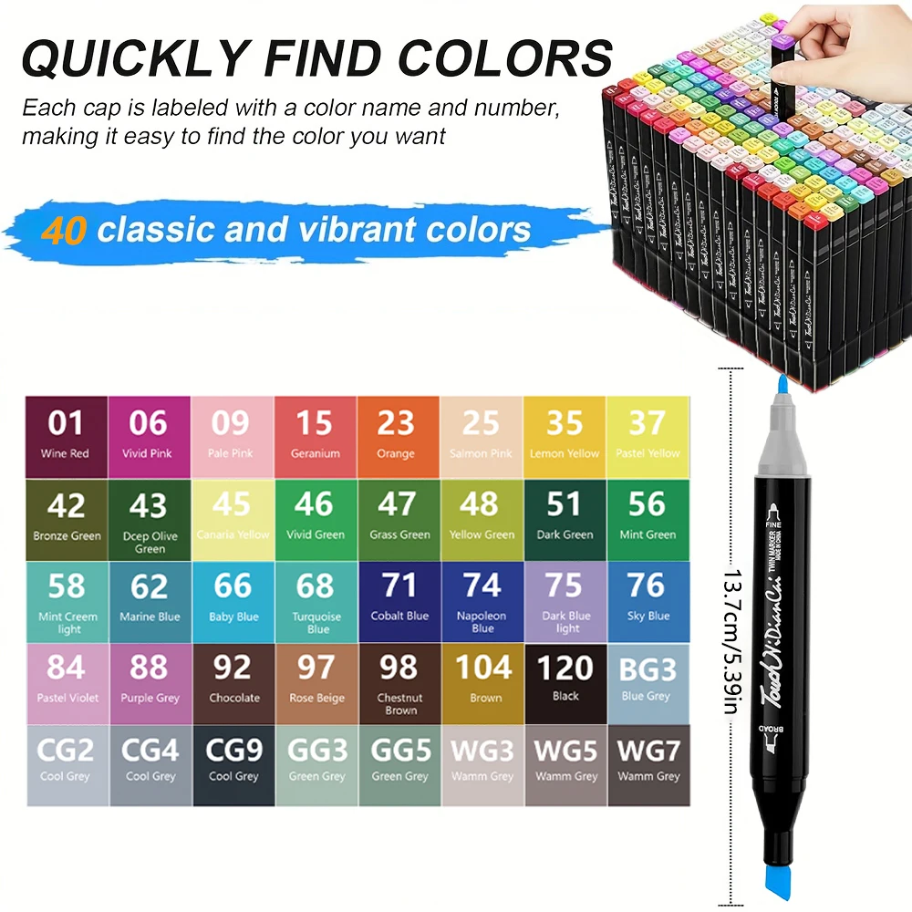 

Маркеры для рисования Alcohol Marker Pens 24/40/60/80/128/160 цветов