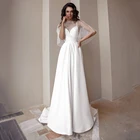 Женское атласное платье до пола, элегантное белое платье с V-образным вырезом, без рукавов, с открытой спиной, а-силуэт, для свадебной вечеринки