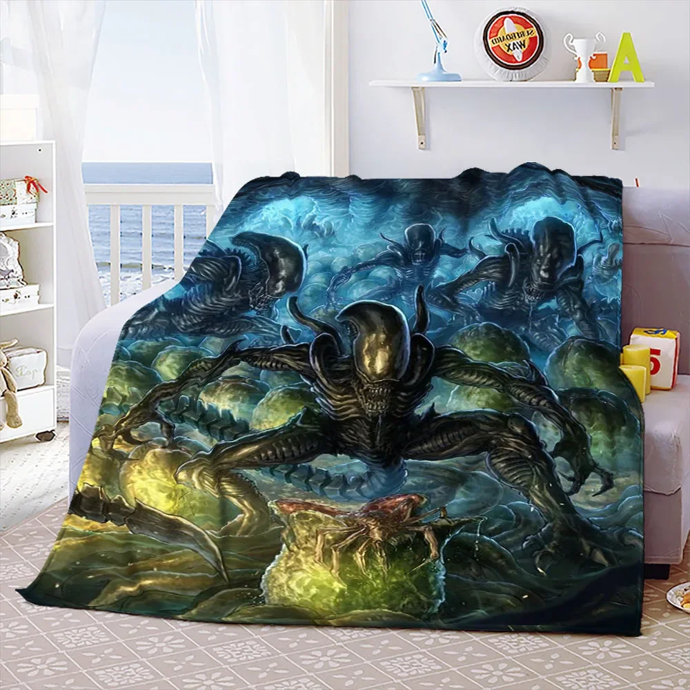 Модное одеяло с изображением инопланетянина удобное офисное дорожное воздушным