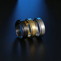 mens decompression turning ring glossy titanium steel plated gold high quality ring niche cool and domineering jewelry