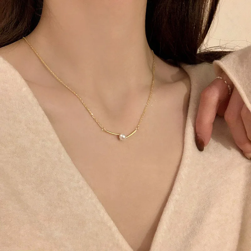 Single Pearl Pendant Vintage Purity Necklaces Women Free Shipping Clavicle Chain Necklace Kpop Choker Lovely Ran Decoration