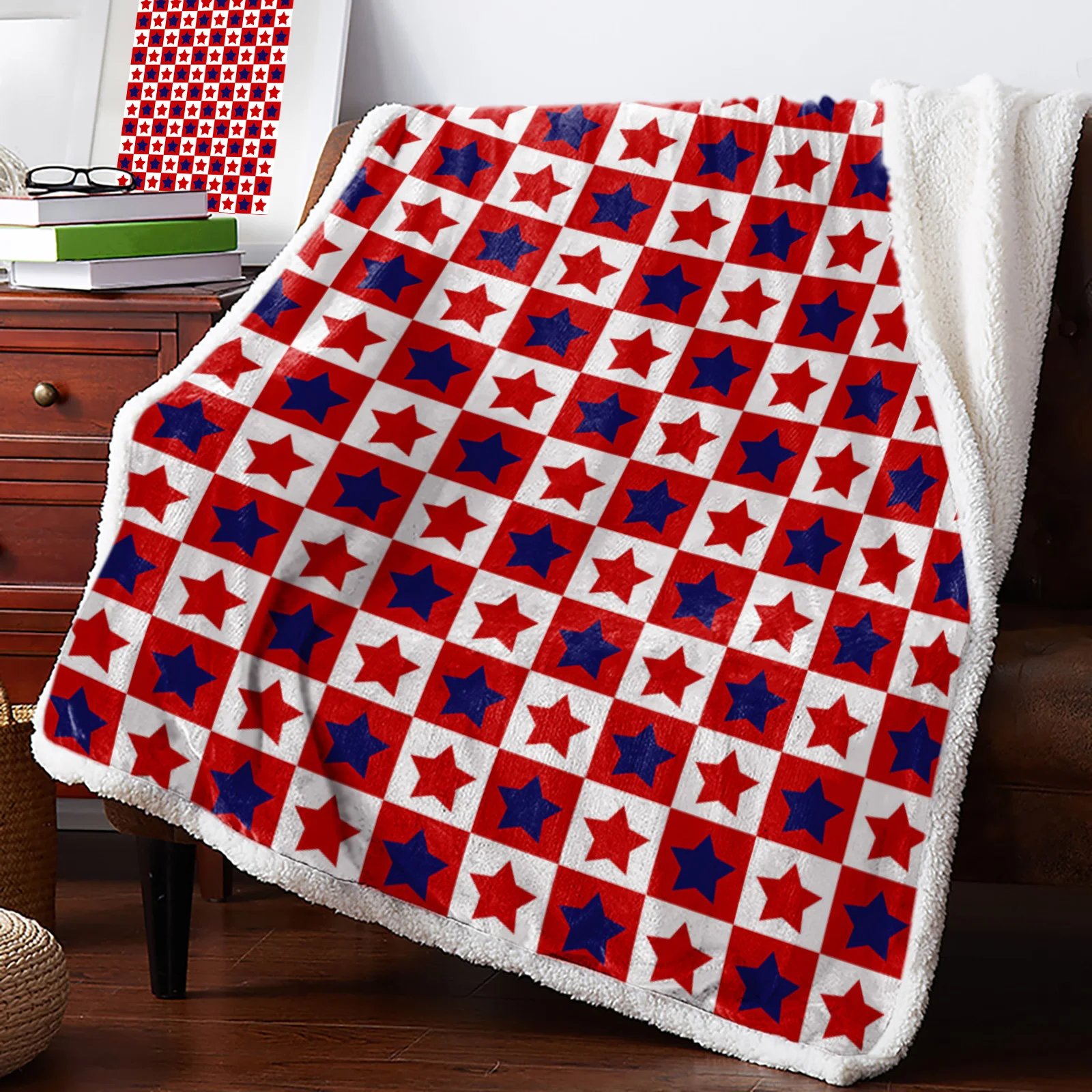 

Five-Pointed Star Plaid Texture Sherpa Blanket Double Velvet Flannel Bedspreads Office Nap Throw Blanket Sofa Cover Bedding