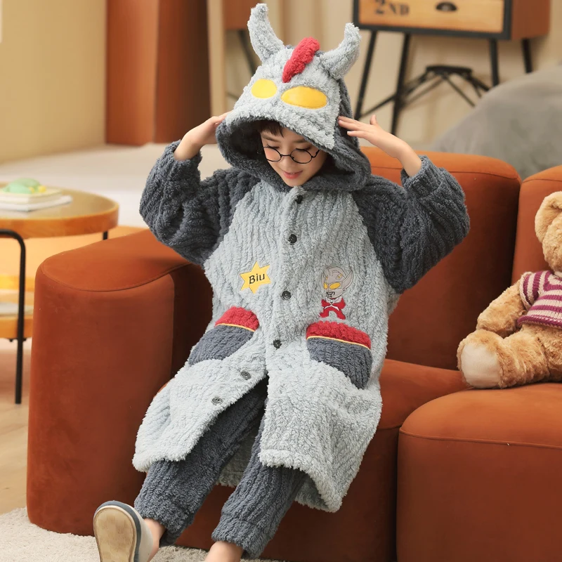 

Disney Children Plush Pajamas Boys 2022 Winter Warm Flannel Sleepwear Loungewear Coral Fleece Kids Pijamas Homewear Pyjama Set