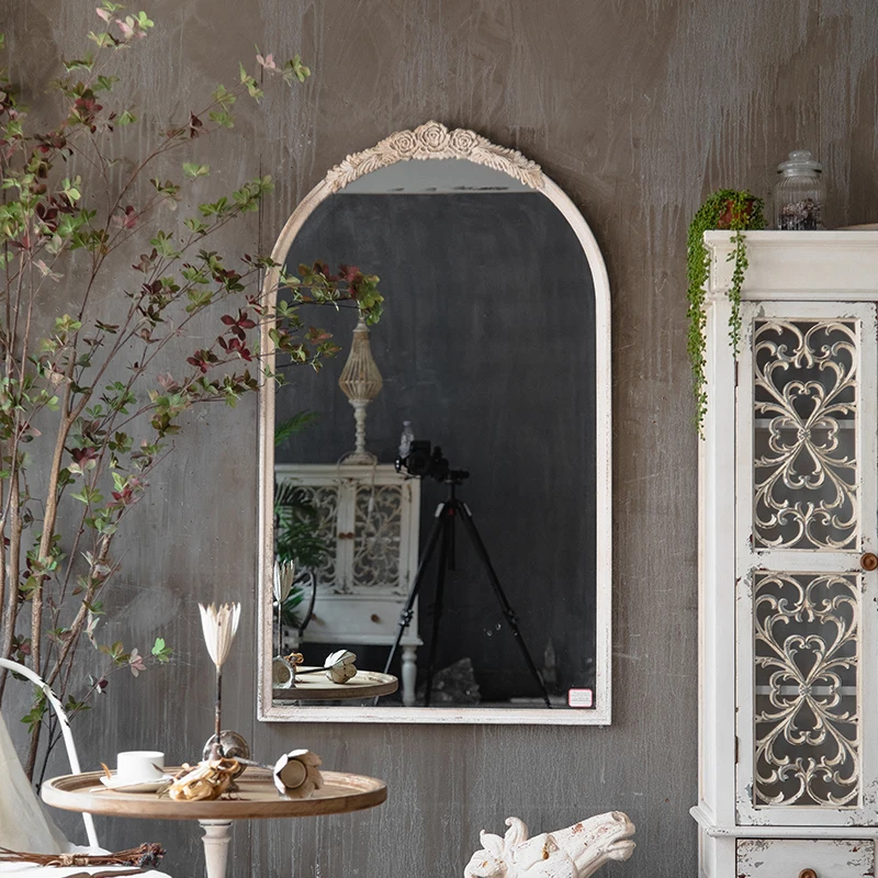 

Зеркало настенное в скандинавском стиле, деревянное винтажное художественное украшение для ванной комнаты, спальни, гостиной