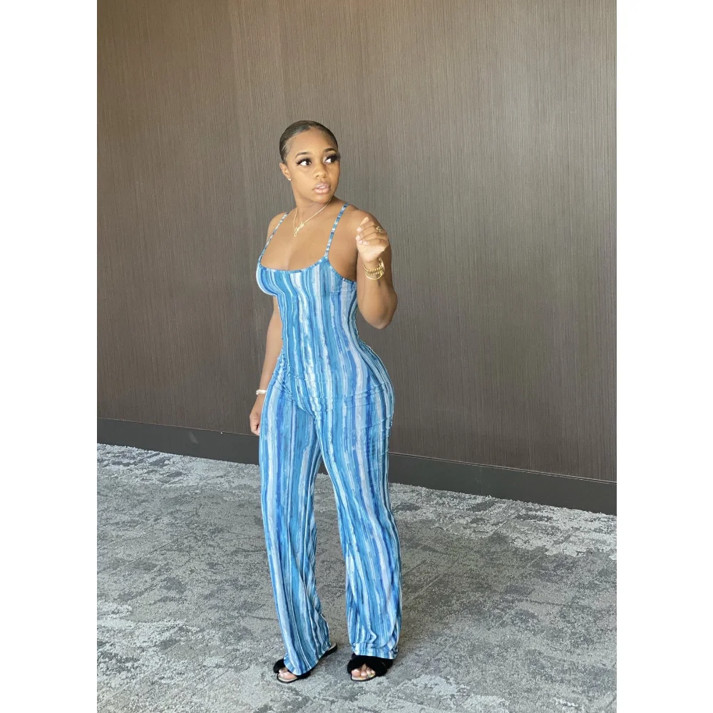 Комбинезон женский с поясом пикантный Модный комбинезон на лямках в полоску без