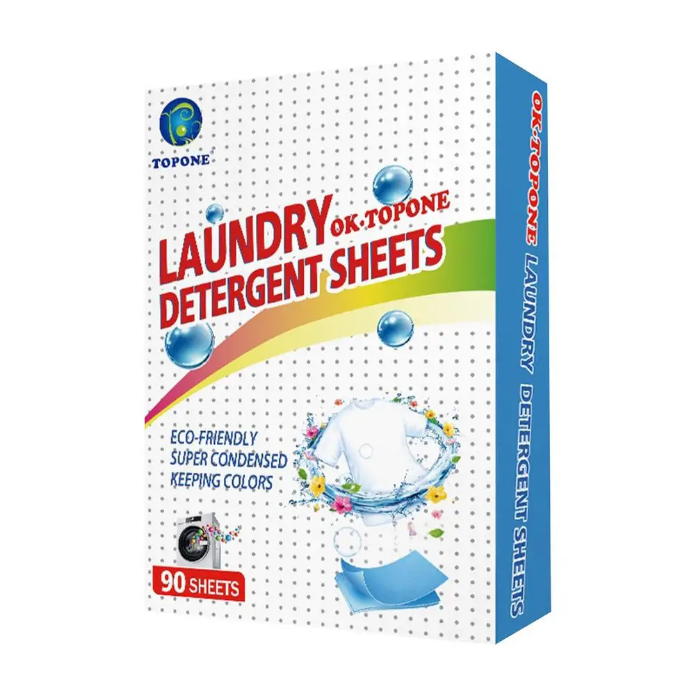 

90Pcs Laundry Detergent Natural Laundry Tablets Washing Powder Home Cleaning Products Supplies Wash Paper Sheets for Hotel Motel