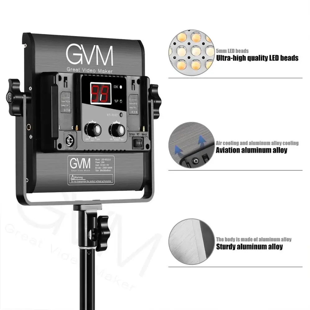 Ламсветильник GVM 480LS для профессиональной фотосъемки Led прожектор правой лампы с