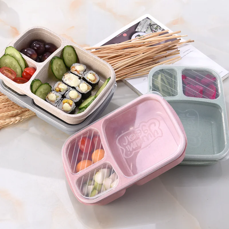 New Microwave bento lunch box Healthy Wheat Straw Box Picnic Food Fruit Container Storage Box Kids School Adult Office lunchbox