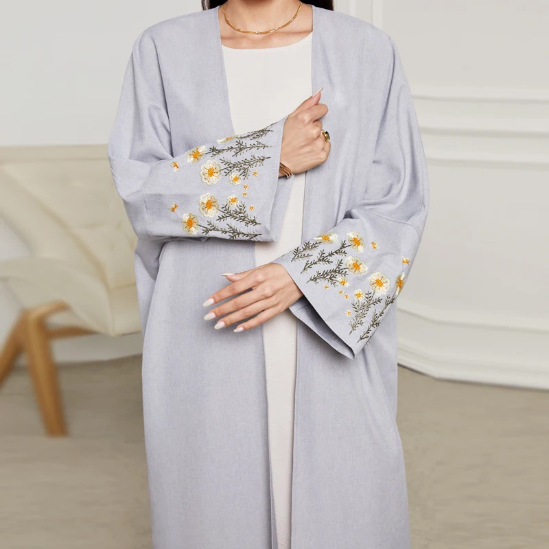 Летнее Элегантное Открытое Кимоно Абая Для Мусульманских Женщин Повседневная