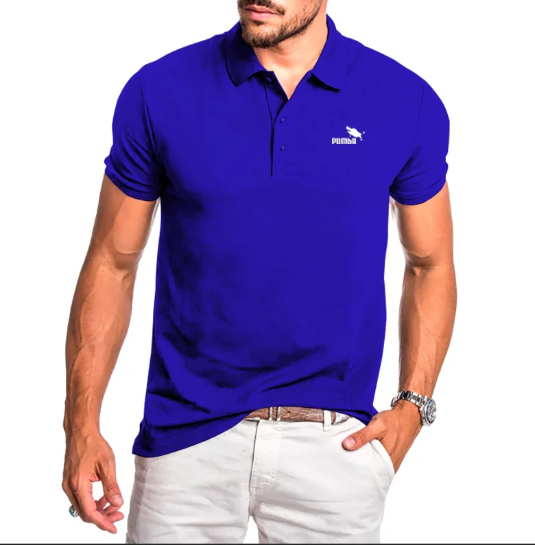 

Мужская футболка-поло с коротким рукавом, однотонная брендовая футболка-поло из полиэстера с трехбортным воротником, лето 2023