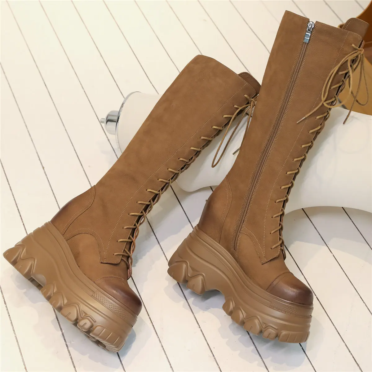 Зимние туфли-лодочки женские туфли на шнуровке из коровьей кожи супер высокие