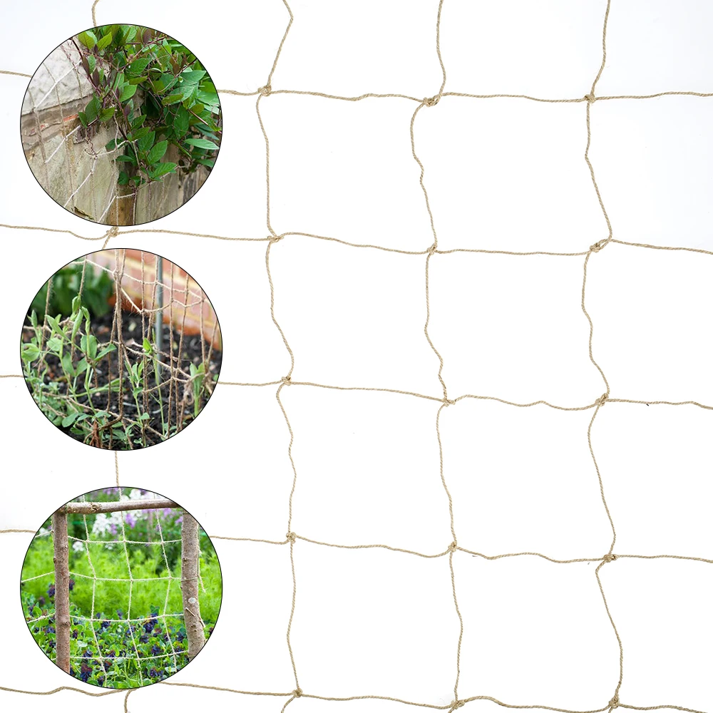 

Jute Plant Support Netting Low Entanglement Climbing Mesh Trellis Twine Jute Rope Net Practical Gardening Accessories for Heavy