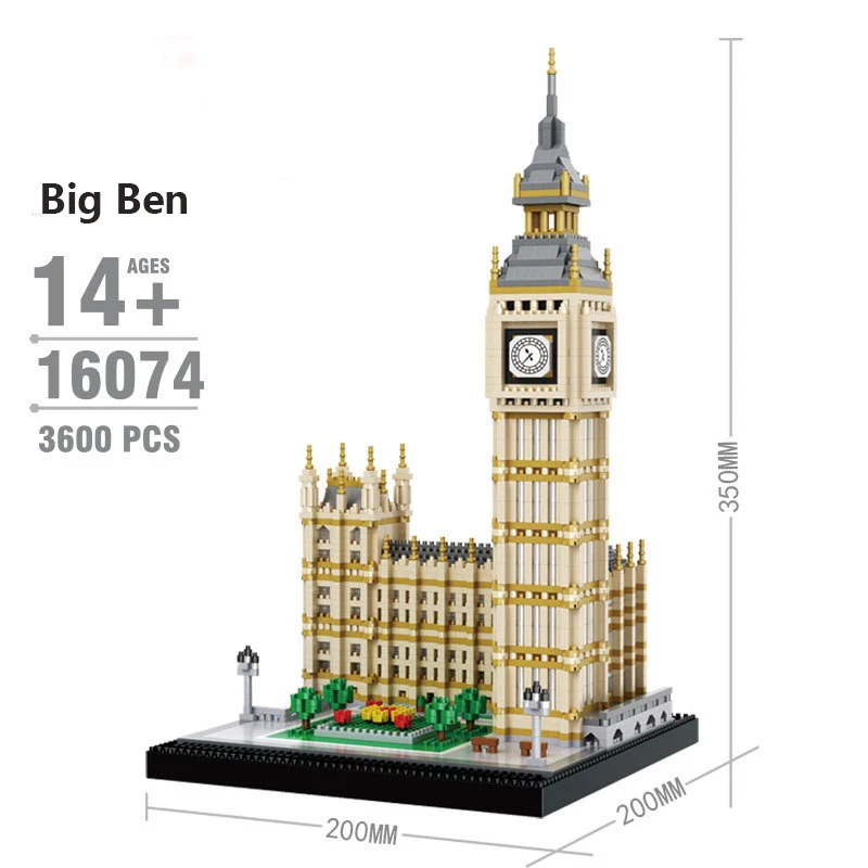 Городская архитектура замок Биг-Бен-Париж микро строительные блоки Китайский
