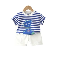 new summer fashion baby clothes suit children boys girls striped t shirt shorts 2pcssets toddler casual costume kids tracksuits
