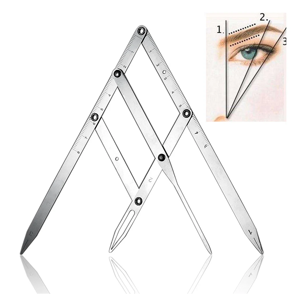

Eyebrow Ruler Stainless Steel Balance Symmetrical Stencil Eye Brow Caliper Rulers Reusable Accessories Beginners