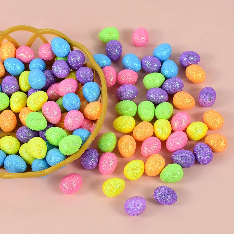 

80pcs/Bag Mini Artificial Easter Eggs Polystyrene Foam Egg Easter Colorful Eggs DIY Happy Easter Party Decoration Home Supplies