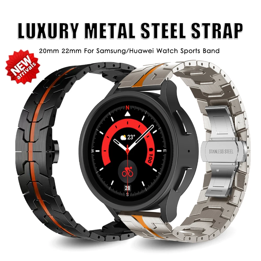 

20mm 22mm Stainless Steel Strap For Samsung Galaxy Watch 4 5 Pro 42mm 45mm Gear S3 Band For Huawei GT2/2e/3Pro 43 46mm Bracelet