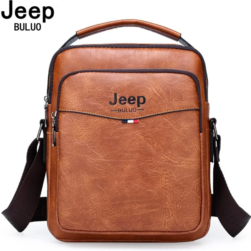 

Мужская винтажная кожаная сумка JEEP BULUO, Оранжевая Сумка На плечевом ремне, сумка для документов, все сезоны, 2019