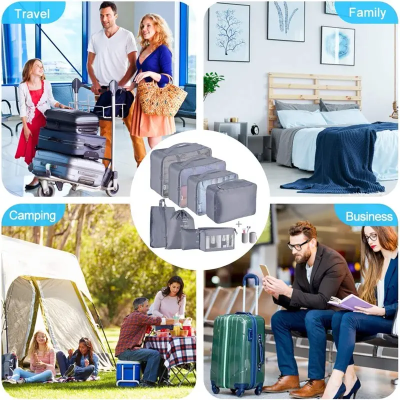 Packing Cubes - 9 PCS Travel Luggage Organizers Set Waterproof Suitcase Organizer Bags Clothes Shoes Cosmetics Toiletries Storag