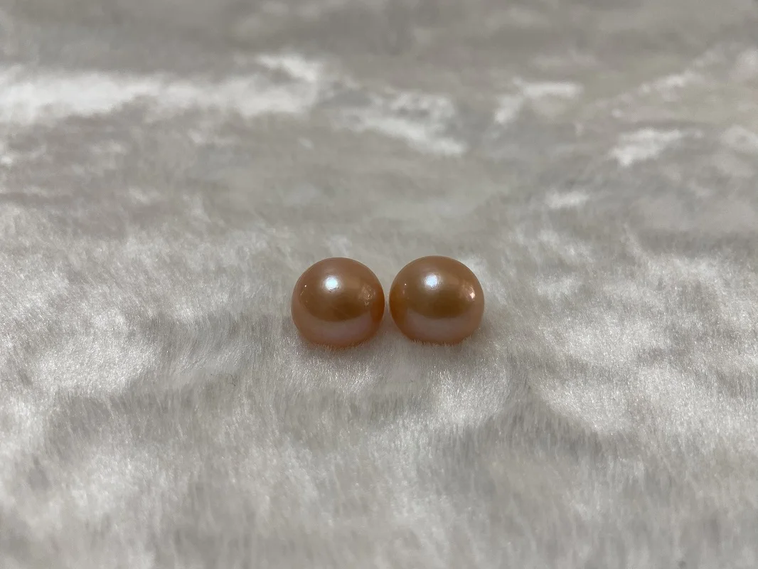 

Huge Charming Natural Pair of 13-14 Mm Sea Genuine Pink Round Pearl Loose Pearl Free Shipping for Women Jewelry