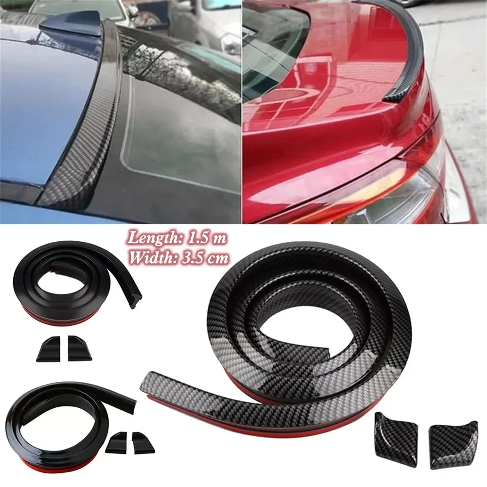 

Car Rear Bumper Lip Spoiler Carbon Fiber Rubber Strip Protector for Cars, Trucks (4.92ft)
