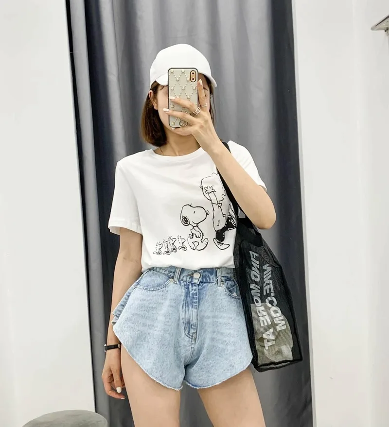 Summer High Waist Ruffle Hem Shorts 2021 Casual Blue Denim Shorts Skirts All-Match Loose Ruched Shorts Female New Fashion Tide