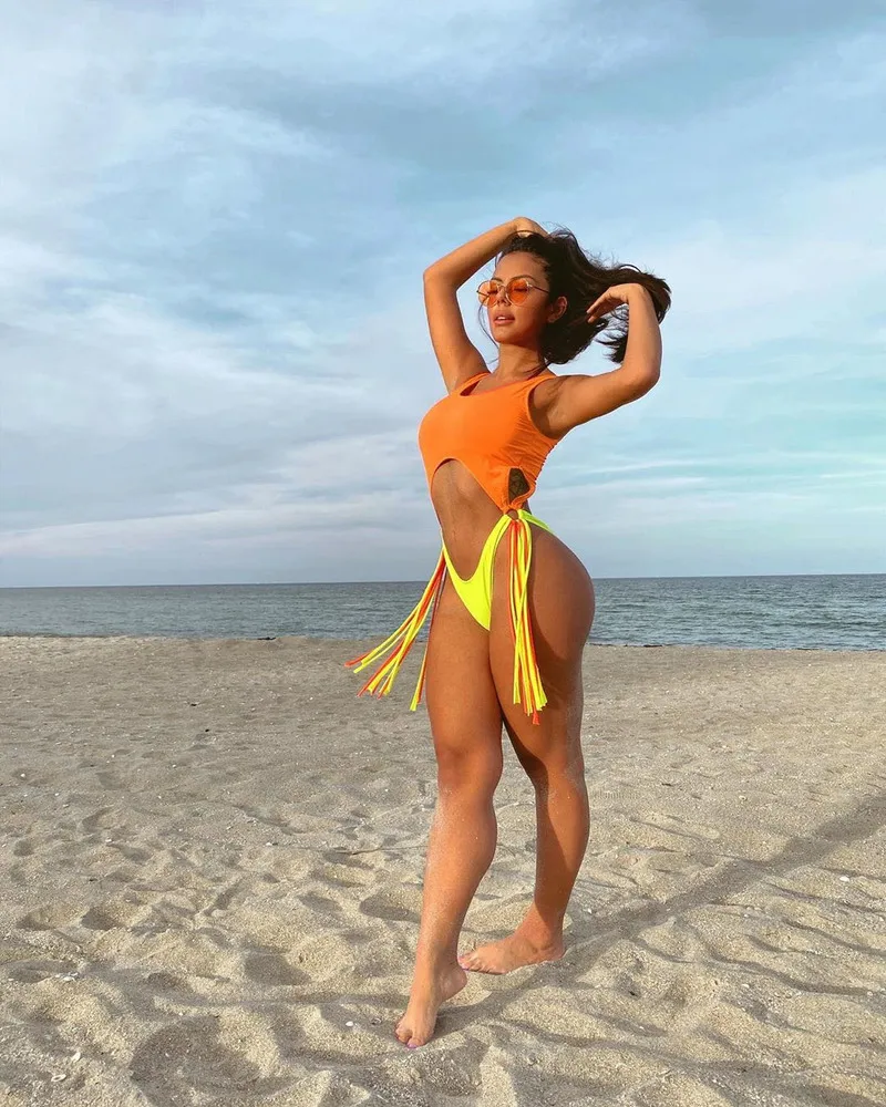 Боди в африканском стиле с принтом монокини кисточками Цельный купальник