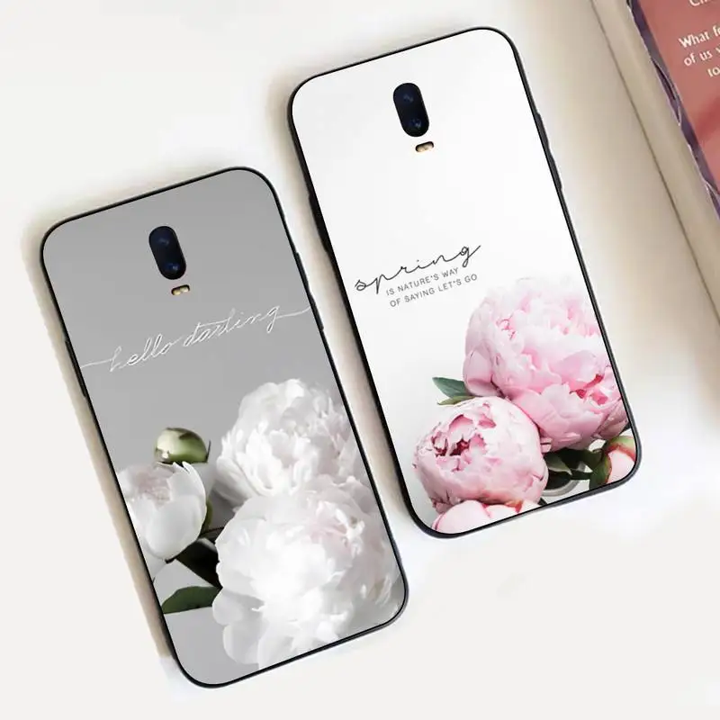 

Peonies beautiful flower Phone Case For Oppo Reno Realme C3 6Pro Cover For vivo Y91C Y17 Y19 Funda Capa