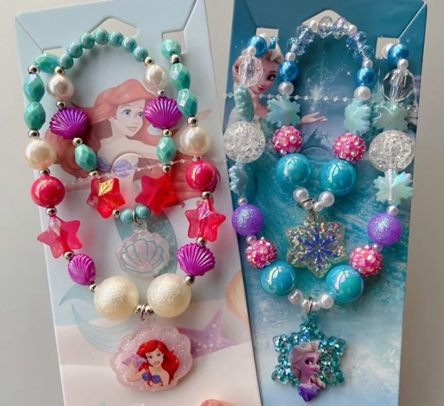 

Disney Cartoon Frozen Princess Children's Necklace Bracelet Sweater Chain New Year Christmas Gift Birthday Gift Set