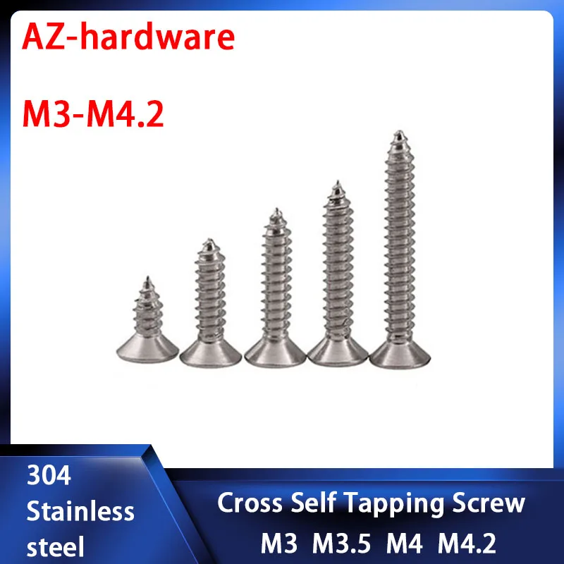 

Cross Countersunk Head Self Tapping Screw 304 Stainless steel KA phillips Flat Head Tapping Wood Screw M3M3.5M4M4.2 20PCS