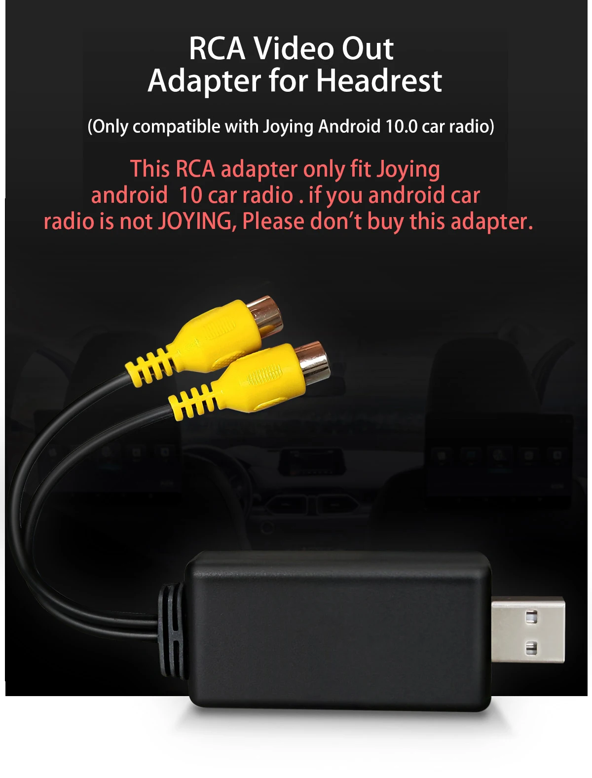 

JOYING RCA видео выход адаптер Cbale для подголовника задний экран подходит только для JOYING Android 10 головное устройство
