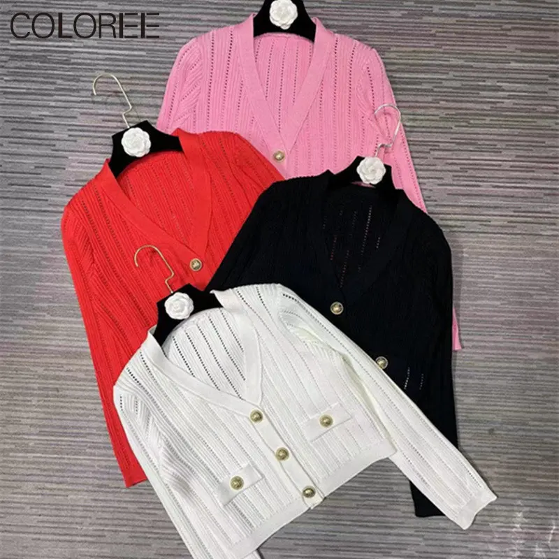 

Женский трикотажный кардиган с V-образным вырезом и длинным рукавом