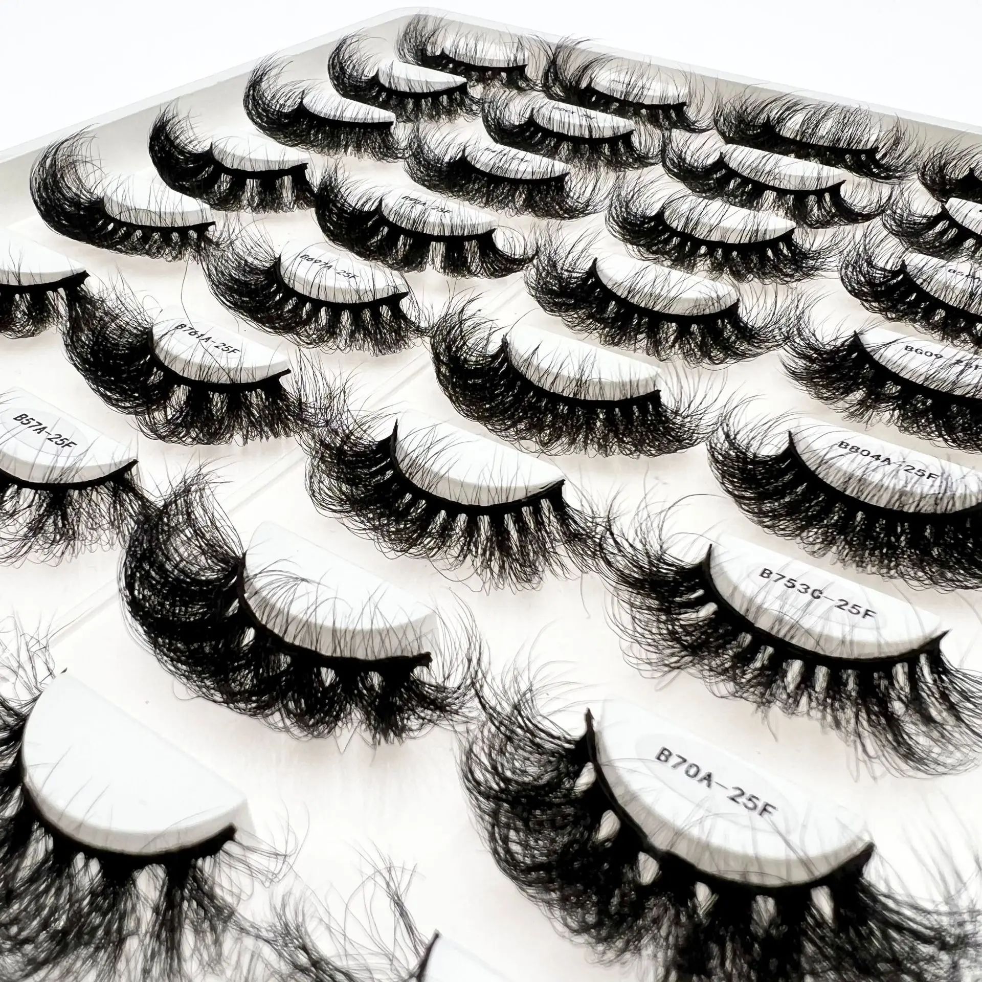 

Factory Wholesale 25mm Fake Mink Eyelashes Russian Rolling Eyelashes European American Thick Messy Dramatic Faux False Eyelash