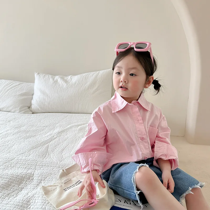 

Детская хлопковая блузка с длинным рукавом, на возраст 1-9 лет