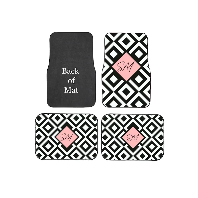 

Personalised Custom Printed Monochrome Initial/ Name Car Mats Vehicle Mats, Perfect Christmas Gift for Him or Her