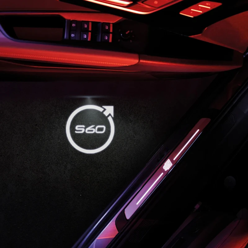 Фото 2 шт. светодиодные двери автомобиля для Volvo R Design S60 S90 V60 V70 V40 XC40 XC60 эмблема свет приветствия лампа беспроводной проектор аксессуары №3