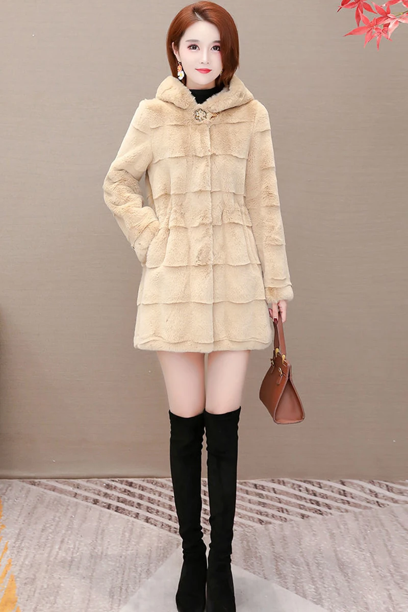 Panic Buying Women's Winter Coats 2022 Women's Winter Coats Fur Thick Winter Office Lady Other Fur Yes Real Fur Long Coat