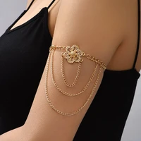 simple flower shape multi layered fringe arm chain upper arm cuff bangles for women adjustable geometric arm chain jewelry gift
