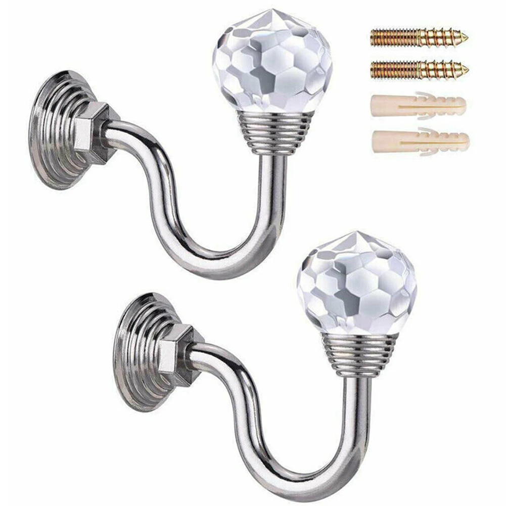 

2Pcs Crystal Ball Curtain Hooks Tassel Wall Tie Back Storage Hanger Holder Cutain Accessory Hanging Holders Home Decor