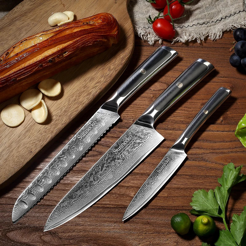 Набор кухонных ножей из дамасской стали SUNNECKO 8 Дюймов 5 дюймов