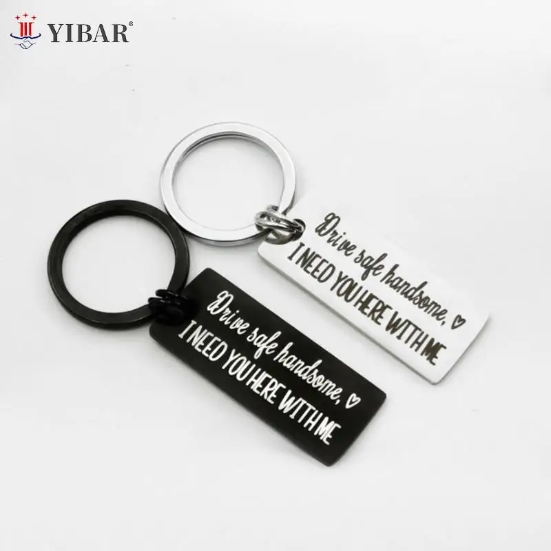 

Drive Safe Keychain Man Key Chain Letter Women Key Ring Handsome Chain