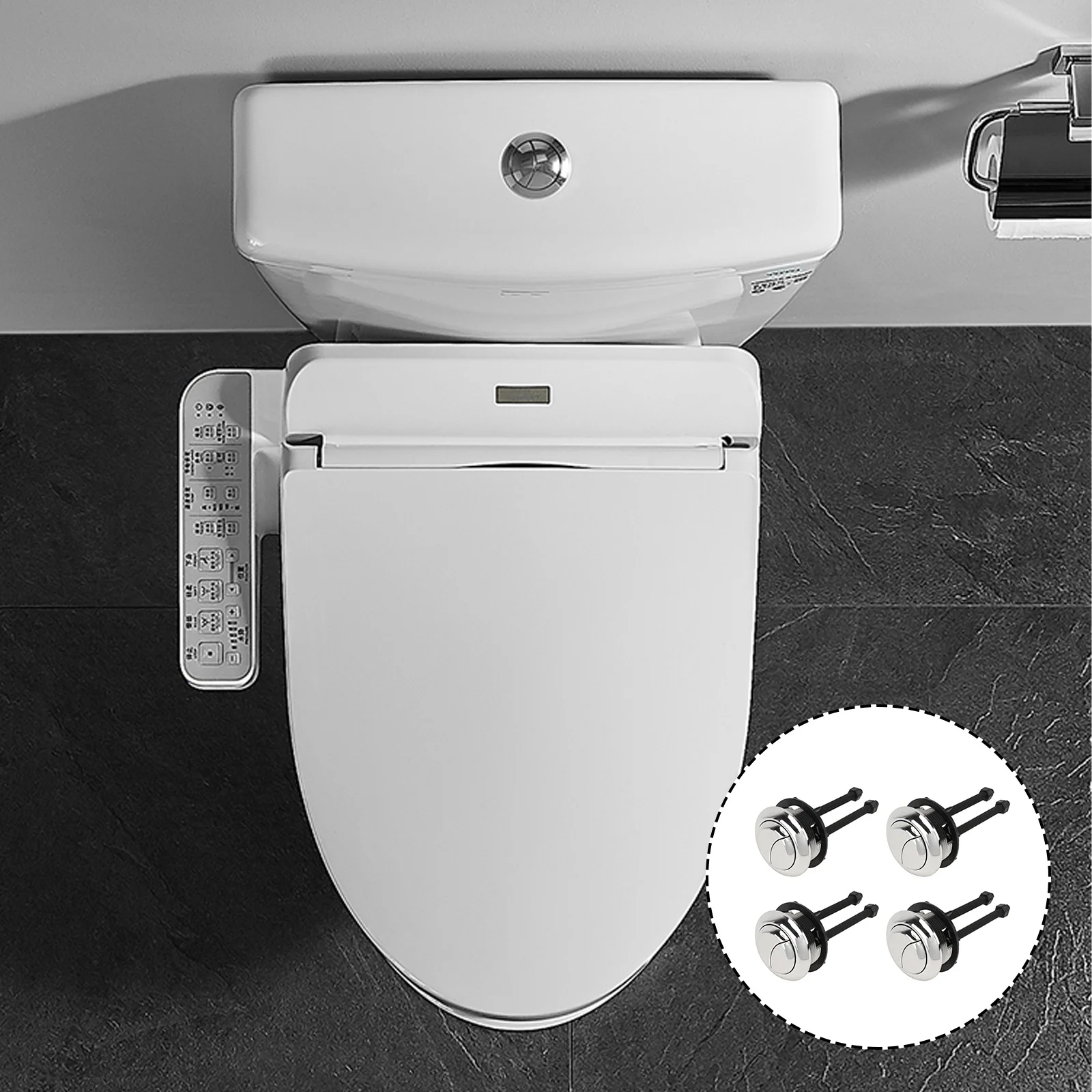 

Button Toilet Flush Tank Water Push Replacementair Dual Switchthread Diameteruniversal Wc Kit Head Round Part Siphon Flushing