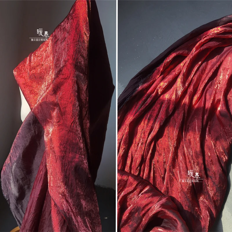 

Pleated Claret Tulle Fabric Slightly Elastic and Reflective For Sewing Pants Shirt Skirts Dress Clothes Design Fabric