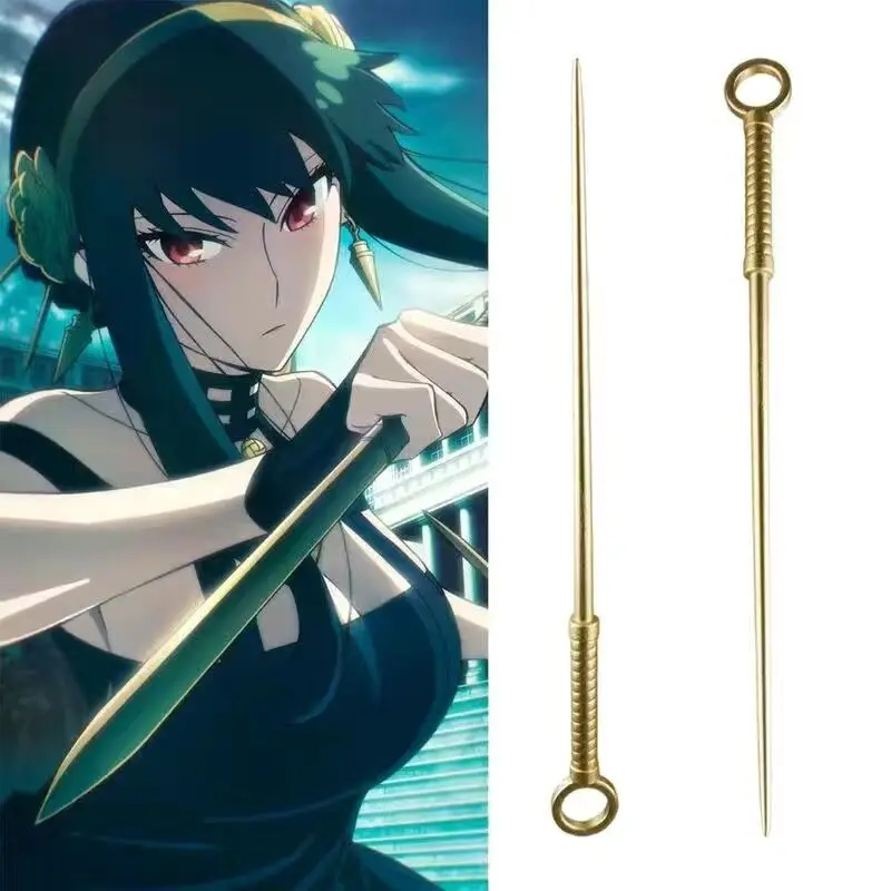 

Spy X Family Yor Weapon Anime Cosplay Gift Toys Stiletto Knife Sword 30cm Plastic Golden Color Needles Thorn Princes Gift Toys