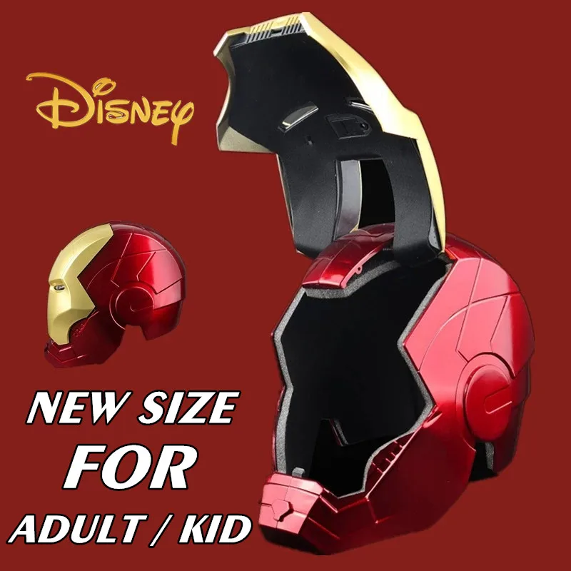 

New Disney 1:1 Lighting Led Ironman Movie Mask Marvels Avengers Iron Man Tony Stark Helmet Cosplay PVC Action Figure Toys Gift