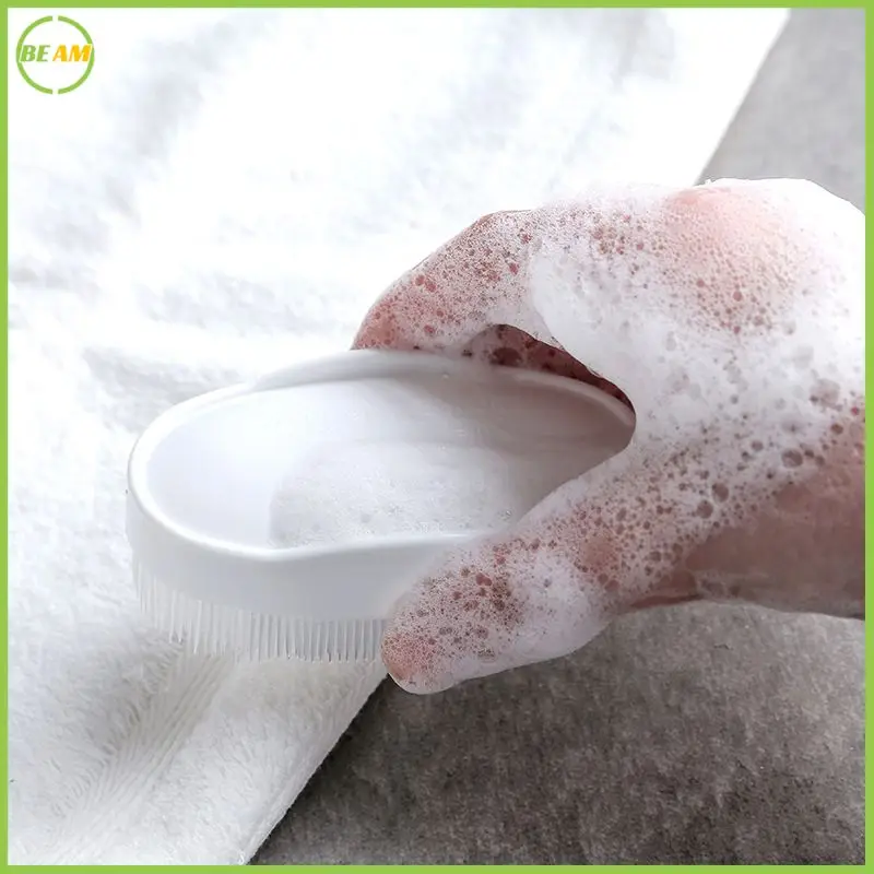 

1Pcs White Multi-Functional Cleaning Washing Flexible Scrub Brush Hand-held Plastic Soft Hair Bathroom Laundry Brush JSX GHMY