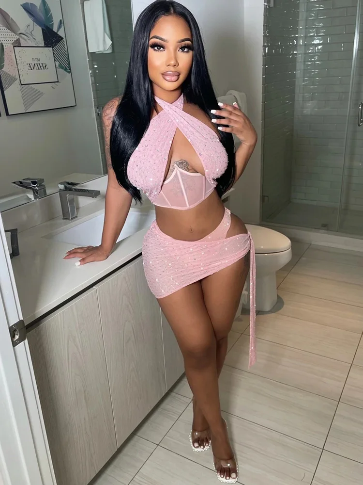 Элегантный летний комплект Neeleywall из двух предметов короткий топ с вырезом на шее