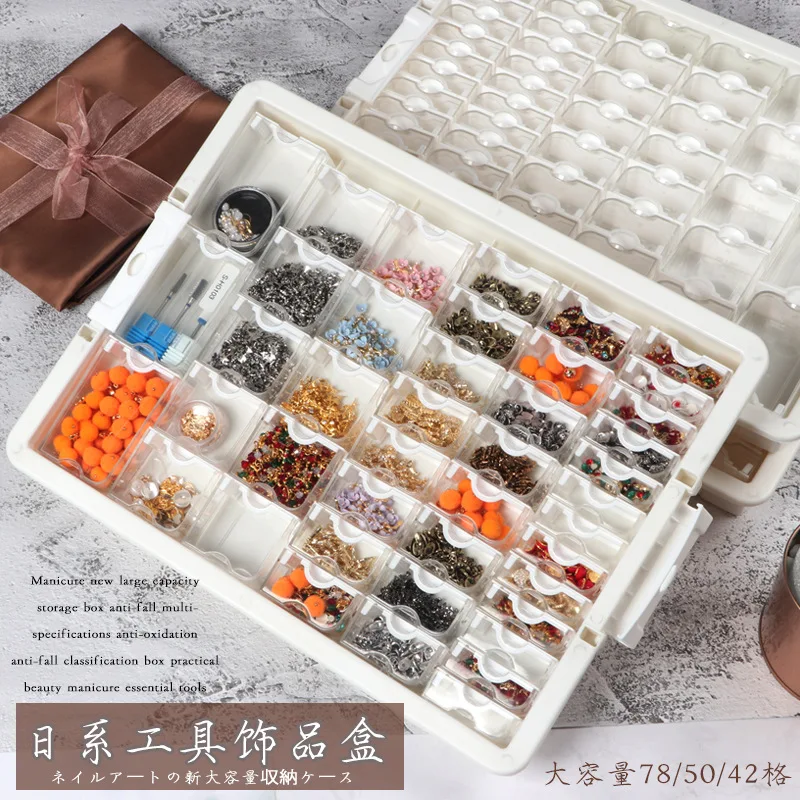 

Direct Cross-border E-commerce 64-grid Glass Rice Bead Box Nail Jewelry Storage Box Transparent DIY Drill Box Beaded Box